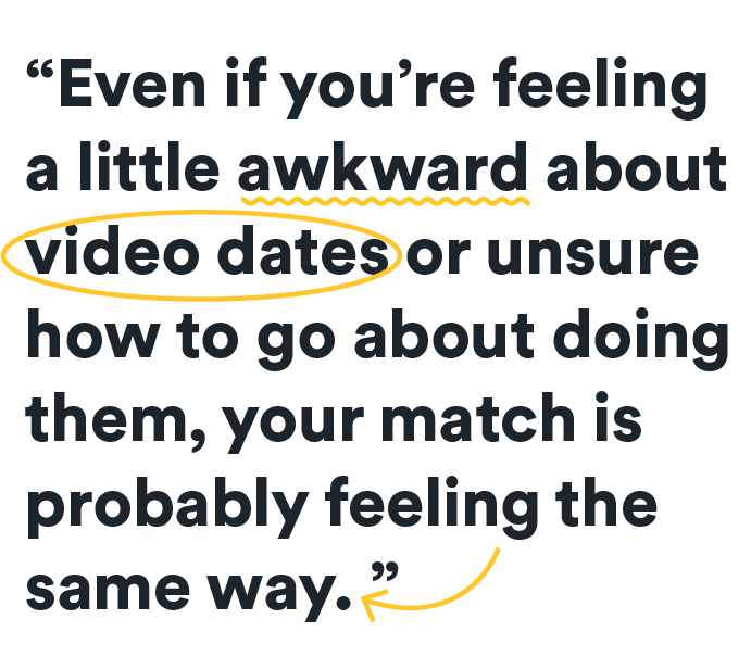 even if you're feeling a little awkward about video dates or unsure how to go about doing them, your match is probably feeling the same way.